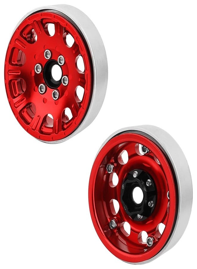 Pothyes 4PCS Aluminum 1.9" Beadlock Wheels Concave Wheel Rims for 1/10 RC Crawler SCX10 I II III Deadbolt 90046 AXI03007 TRX4 TRX6 Redcat GEN7 GEN8 RC4WD D90 Upgrades (red) - Image 2